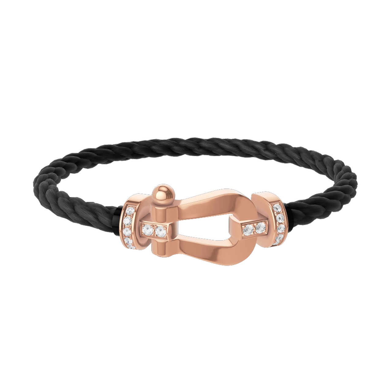 Force 10 Large Rose Gold and Diamond Pav&eacute; Cable Bracelet image number 0